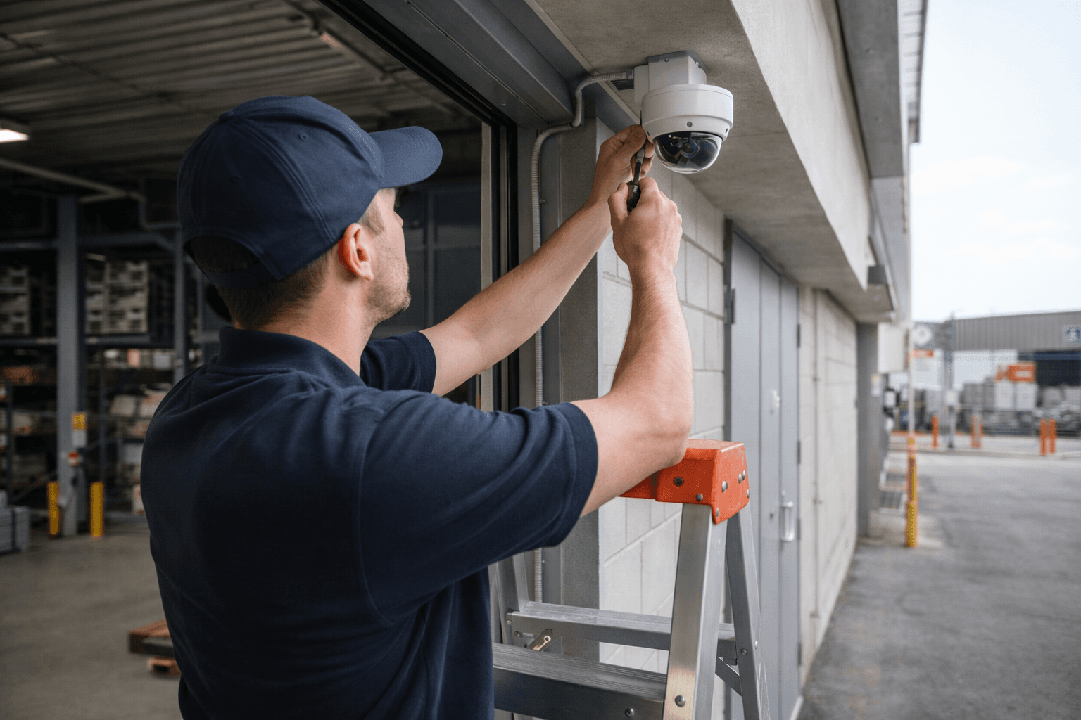 Instalación de cámara CCTV en acceso operativo