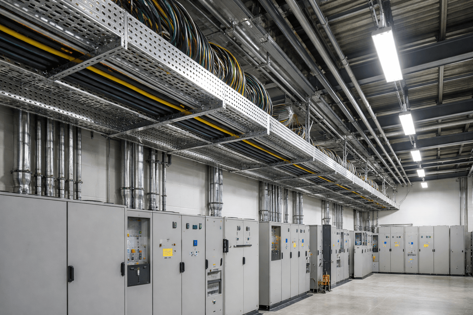 Infraestructura eléctrica industrial en entorno comercial o técnico